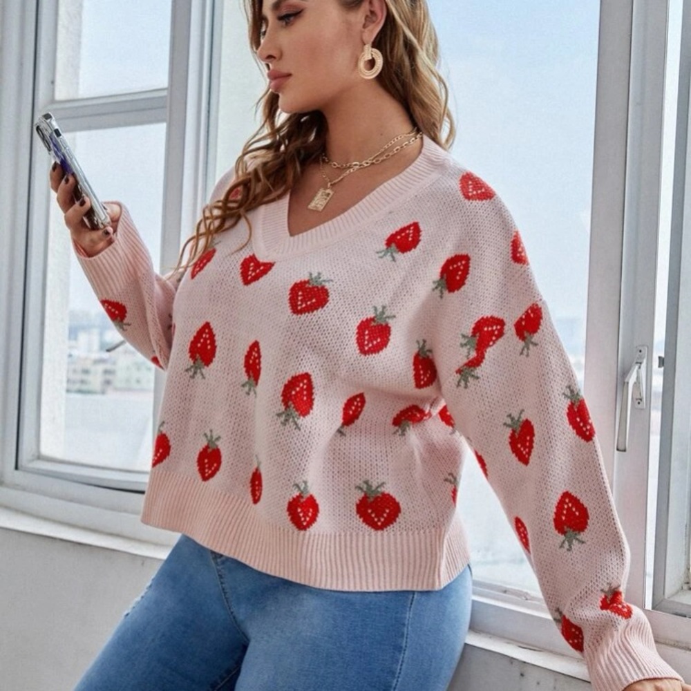 Pink Strawberry pattern sweater
